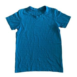 Lululemon Blue Green Teal Breeze By Short Sleeve Top Womens 4 ?